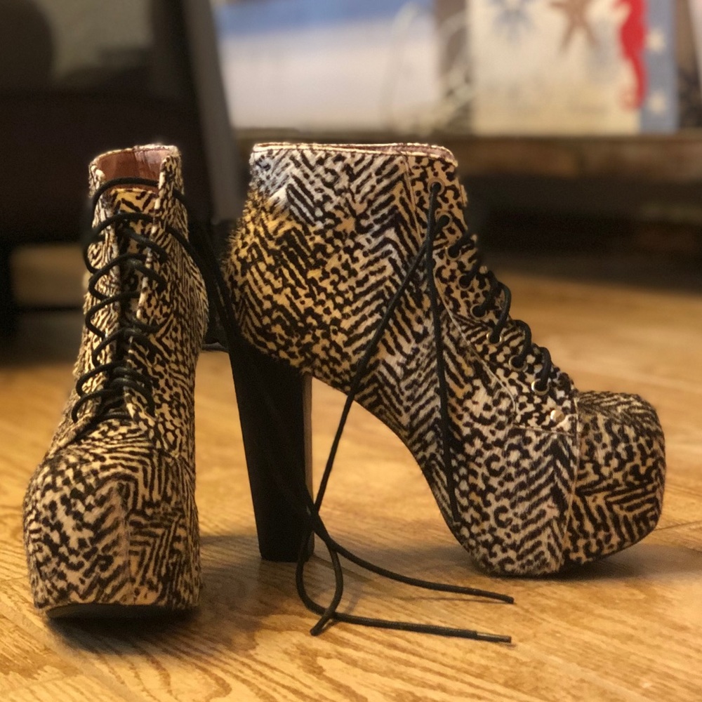 Jeffrey Campbell zebra booties